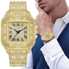 wristwatchsquarequartzwatch, Steel, Fashion, gold