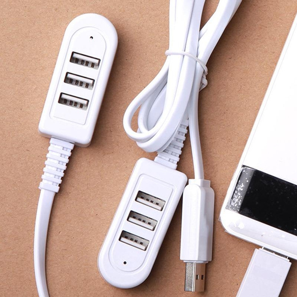1PC 3-Port USB Hub with Built-in Cable Portable Data Hub Extender Cord  Charging Power Port for Charge Devices, Gaming Controller, PC Mouse, Laptop  Webcam, Printer, Scanner, USB Flash Drives 30cm/120cm