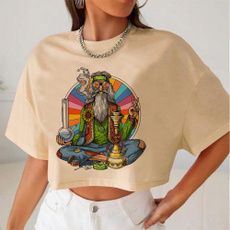 womenssummerclothe, croptopsforwomen, Graphic T-Shirt, letter print