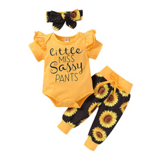 babygirlromperset, infantgirlclothe, ruffle, sunflowernewbornonesie