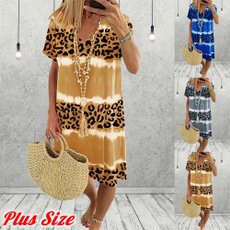 Summer, casauldre, leopard print, short sleeve dress