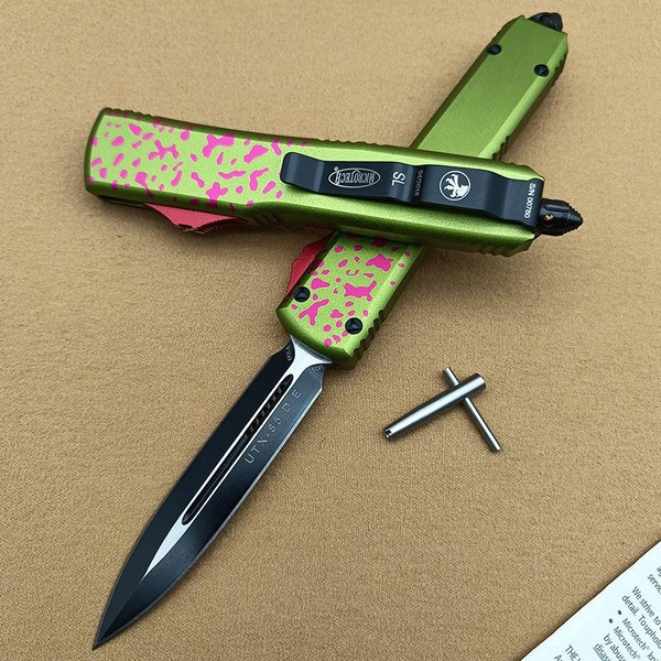 2 Styles UTX85 OTF Automatic Knife Double Action Green Aluminum Handle