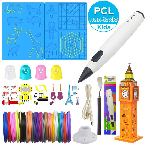 DIY 3D Pen 3D Printer Low Temperature Printing Pen Kit with Mold Template  Silicone Mat Drawing Paper Bracket Shovel 1.75mm PCL Filament for Kids  Adults