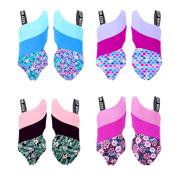 Girl's One Piece Floral Print Swimsuit Cute Cut Out Bathing Suit