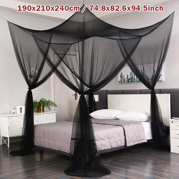 CAILDANL Bed Canopy,Canopy Bed Curtains Bed Drapes For Full Queen King Size Bed,Mosquito Net Bed Curtains Patio Indoor Outdoor Net Black Bed Canopy Curta