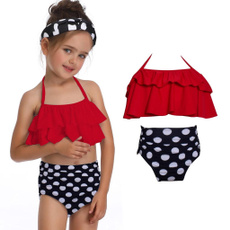 girls swimwear, beachswimsuit, ruffled, polyesterswimwear