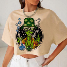 Women, letter print, Short Sleeve T-Shirt, Mushroom