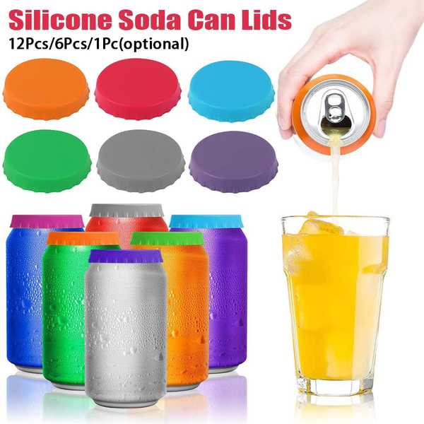 Silicone Lids Soda Beer Cans Pop Closer Protector Gadget Eco-Friendly Dust-proof - 301-400ml - Black