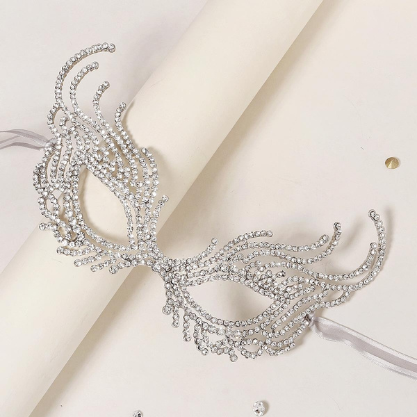 Luxury Halloween Princess Crystal Diamante Metal Eye Face Mask Carnival 