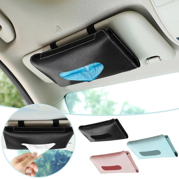 PU Leather Car Sun Visor Hanging Tissue Box Holder Car Tissue Boxes