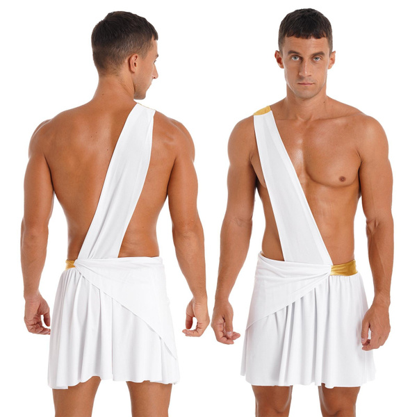 Mens Toga Costume for Adult Halloween Cosplay Party Roman Fancy Dress ...