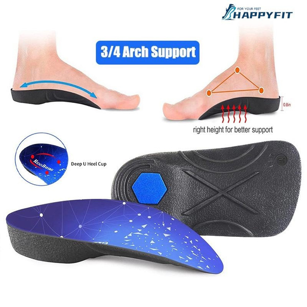 HAPPYFIT Orthotic Inserts 3/4 Length, High Arch Support Foot Insoles
