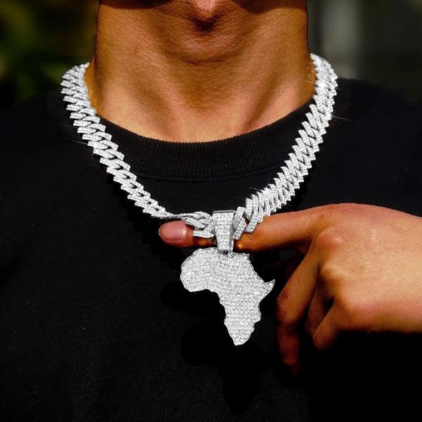 Hip Hop African Map Pendant Necklace With Tennis Chain, Bling Zircon Pendant Men Jewelry Necklace G 601099515615917