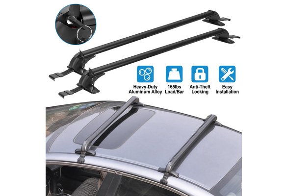 Universal 2 PCS 43 inch Roof Rack Cross Bar w/ Anti-Theft Lock Adjustable  Window Frame 