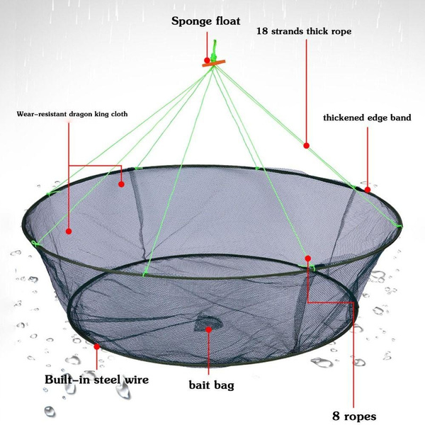 Prawn Bait Crab Netting Foldable Big Drop Fishing Landing Net For Fish ...