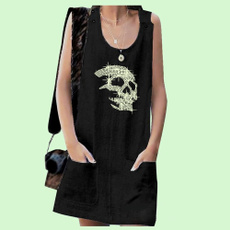 Sleeveless dress, printeddres, skull, skullprint