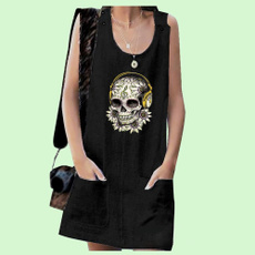 Summer, printeddres, skullprint, Dress