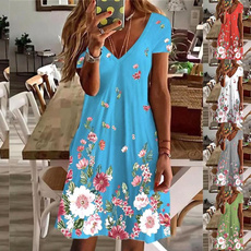 Summer, Plus Size, Dress, short sleeves
