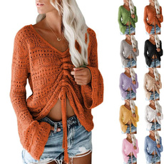 Fashion, Tops & Blouses, knitted sweater, Hollow-out