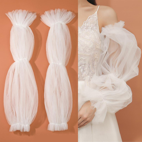 Bridal Dress Sleeves White Removable Formal Dress Puff Sleeve Wedding ...