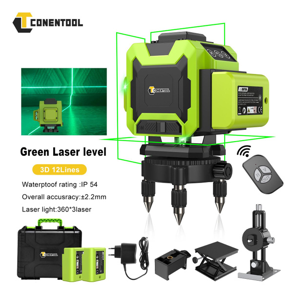 CONENTOOL Laser Level 3x360° self leveling Green Cross Line-laser ...