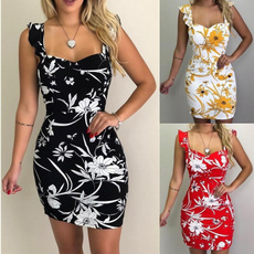 Summer, Fashion, Floral print, Dress