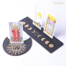 moonpattern, crystalsupport, cardstandholder, Wooden