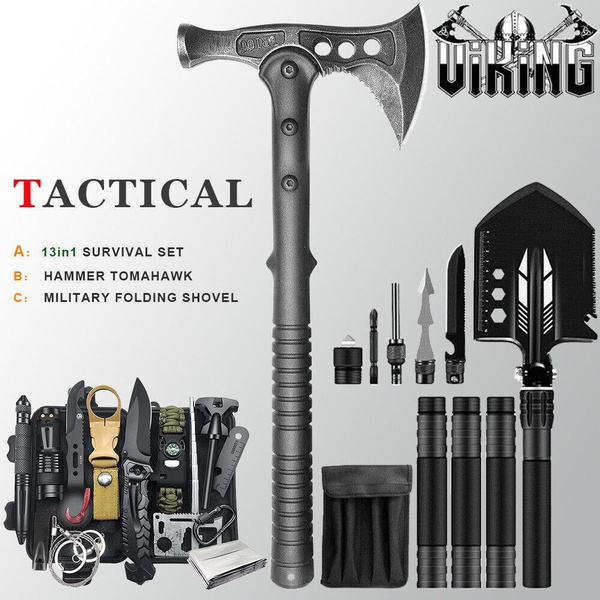 13in1 Emergency Survival Kits Military Folding Shovel Tactical Axe ...