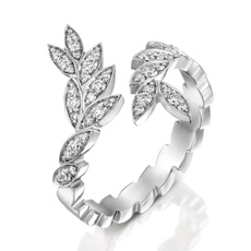 adjustablering, Moda, leaf, whitesapphirering