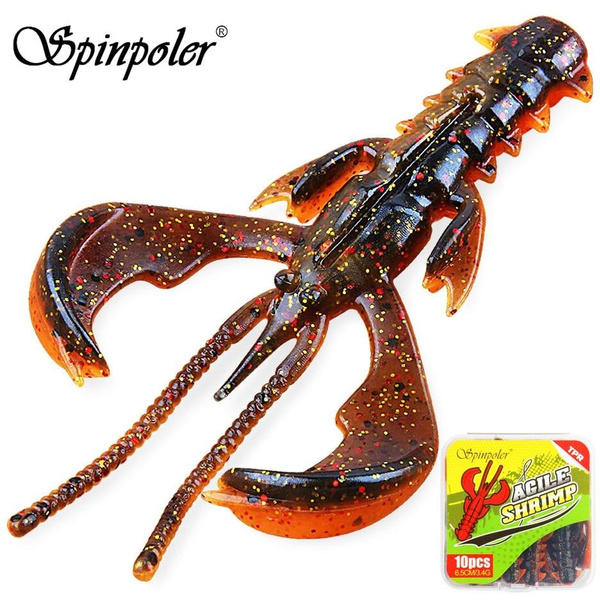 Spinpoler Crawfish Fishing Lures Crazy Shrimp Lobster Soft Plastic Bait UV  Salt TPE/TPR Silicone Floating For Trout Bass Fishing