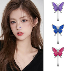 cliponnosering, pink, butterflynosering, butterfly