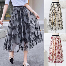 butterfly, Summer, long skirt, elastic waist