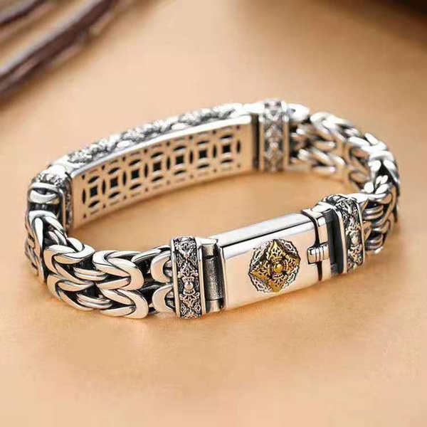 Men Fashion Bracelets,Vintage Personality Vajra Peace Rune Bracelet For ...