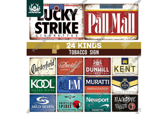 24 Kinds of Cigarette Brand Retro Vintage Tin Metal Sign Poster Wall Decor  Club Man Cave Smoke Shop Advertising Plate (8