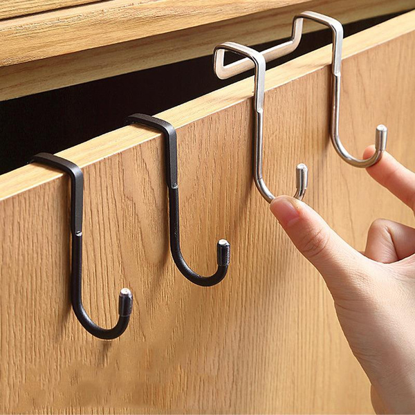 Storage Wall Hooks Kitchen Cabinet Door Back Racks Double S-Shape ...
