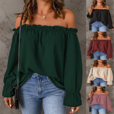 shoulderblouse, blouse, longsleevechiffon, sexyoffshoulder
