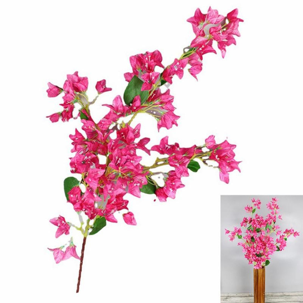 Artificial Bougainvillea Silk Flower Branches,120cm Faux Peach Blossom Flower Long Stems Floral
