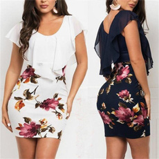Mujeres, Plus Size, Floral print, long dress