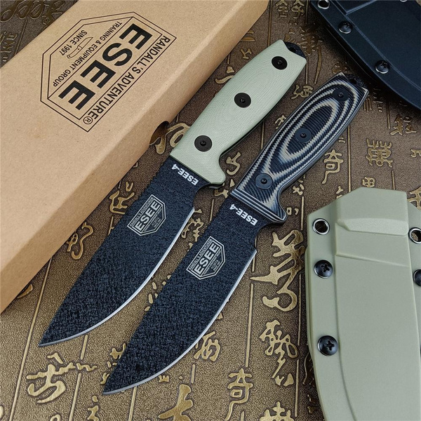 ESEE4 ESEEDC53 Sharpened Top Edge Blade Flax/G10 Handles Fixed Blade