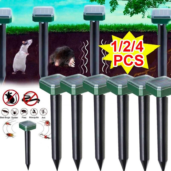1/2/4Pcs Outdoor Solar Rat Repeller Ultrasonic Vibration Insect ...