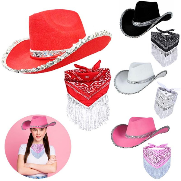 2Pcs/Set Cowgirl Hat Bandana Cowgirl Bandana Bachelorette Party Cowboy