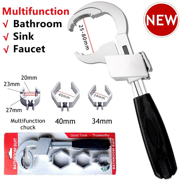 NEW Universal Adjustable Doubleended Wrench Multifunctional Bath Wrench Aluminium Alloy Open