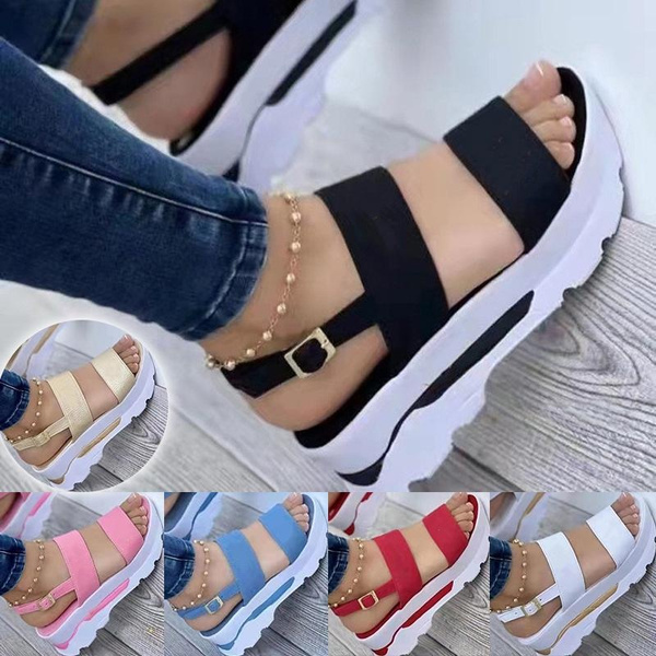 Women's Comfy Flat Sports Sandals Open Toe Solid Color Ankle - Temu