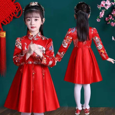 kidshanfudres, Embroidery, Chinese, Long Sleeve