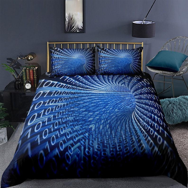 Duvet Cover Set, Digital Spiral Vortex Vibrant Psychedelic Pattern