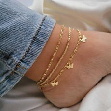 butterfly, Bracelet, Anklets, gold