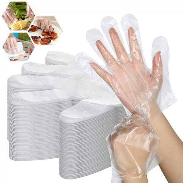 100/200 PCS Disposable Transparent Gloves, Plastic Safe and Clean Disposable Gloves, for Food