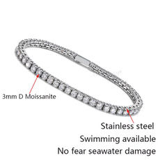 moissanitebracelet, moissanitetennisbracelet, forwomenmenchainbracelet, Stainless Steel