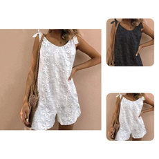 Lace Up, Summer, Women Rompers, wideleg