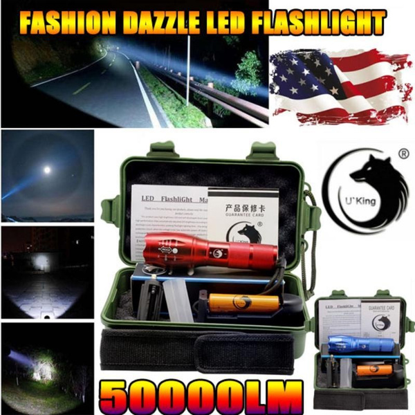 High powered torch 50000lm super bright led flashlight military work